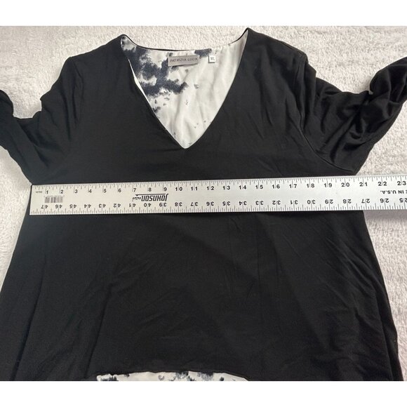 Patrizia Luca Milano Womens Black White V-neck Asymmetric Layered Tunic Top M/L - Picture 7 of 11